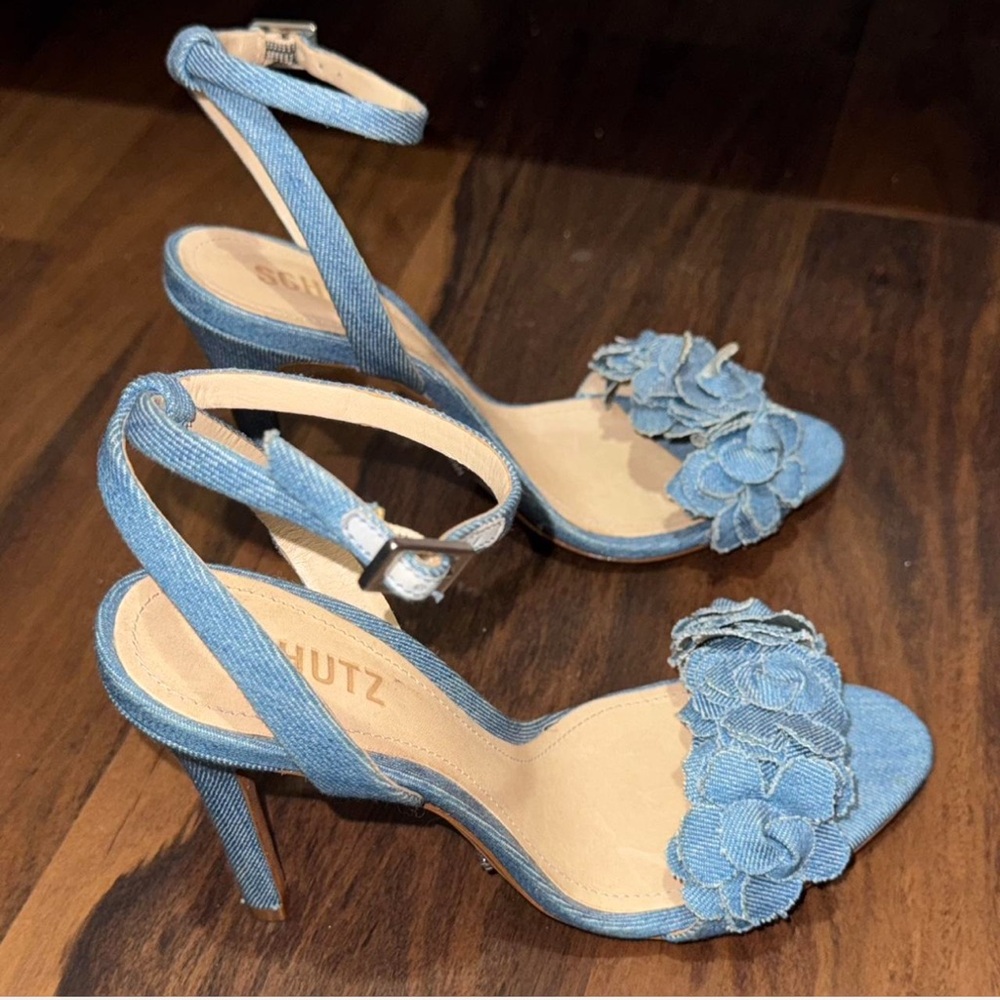 SCHUTZ Denim Floral Women's Heels